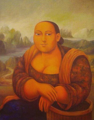 “Nyonya Lisa”, Oil on Canvas, 90 x 70, Tahun 2012, karya Budiyana Aka Boeyan