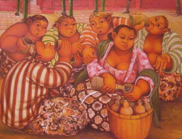 “Jamu Kuat”, Oil on Canvas, 100 x 120, Tahun 2012, karya Budiyana Aka Boeyan